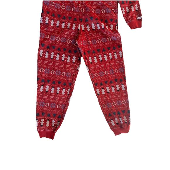 Fabletics Winter Red Fair Isle Cozy Fleece Hooded Onesie Pajamas Medium - Picture 4 of 8
